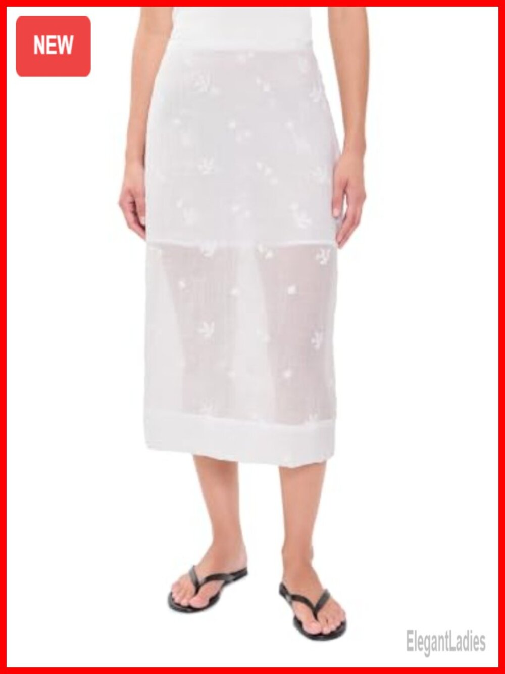 Secular Embroidered Knee-Length Gauze Skirt Sleeveless Workwear